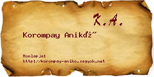 Korompay Anikó névjegykártya